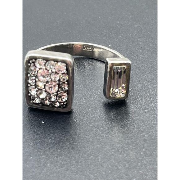 Silpada Signed Swarovski Crystal Sterling Silver 925 Adjustable Cuff Ring Sz  9 - Picture 12 of 16
